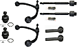 8-Piece Kit Front, Driver and Passenger Side, Upper Control Arm Kit, Includes (2) Ball Joint, (2) Control Arm, and (4) Tie Rod End