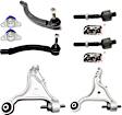 8-Piece Kit Front, Driver and Passenger Side, Lower Control Arm Kit, Includes (2) Ball Joint, (2) Control Arm, and (4) Tie Rod End