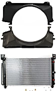 3-Piece Kit Radiator, 4.8L/5.3L Engine, Plastic Tank, 28 in. Width, Includes (2) Fan Shroud and (1) Radiator