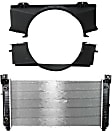 2002 Cadillac Escalade - 3-Piece Kit Radiator, Fan Shroud - Lower, 4./5.3L, 34-inch Width, Single Fan Type, Upper, 34-inch Width, Single Fan Type, 6.0L 8Cyl,  Includes (2) Fan Shroud and (1) Radiator