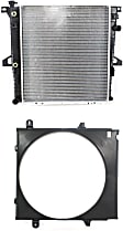 2-Piece Kit Radiator, 4.0L Engine, Aluminum Core, Plastic Tank, SOHC Engine, Includes (1) Fan Shroud and (1) Radiator