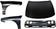 4-Piece Kit Factory Style Hood, Steel, Primed, Includes (1) Bumper Cover, (2) Fender, and (1) Hood