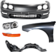 1998-2001 Acura Integra - 5-Piece Kit, Front Primed Bumper Cover, Includes (1) Bumper Cover, (1) Fender, (1) Fender Liner, (1) Headlight, and (1) Turn Signal Light