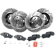 4-Wheel Set Front and Rear Brake Disc and Pad Kit, Cross-drilled and Slotted, 5 Lugs, Ceramic, Pro-Line Series, Includes (4) Disc and (2) Pad Set