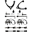 14-Piece Kit Front, Driver and Passenger Side, Upper Suspension Kit, Includes (2) Ball Joint, (2) Control Arm, (4) Tie Rod End, (2) Sway Bar Link, (2) Axle Assembly and (2) Wheel Hub