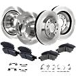4-Wheel Set Front and Rear Brake Disc and Pad Kit, Plain Surface 6 Lugs Front-305.05 mm/Rear-325.12 mm Front-Ceramic/Rear-Semi-Metallic Pro-Line Series, Includes (2) Brake Pad Set and (4) Brake Disc