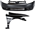 2006-2008 Honda Civic - 2-Piece Kit, Front Primed Bumper Cover, Includes (1) Bumper Cover and (1) Fender