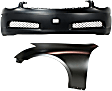 2-Piece Kit, Front Primed Bumper Cover, Includes (1) Bumper Cover and (1) Fender