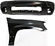 2-Piece Kit, Front Primed Bumper Cover, Includes (1) Bumper Cover and (1) Fender