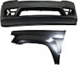 2-Piece Kit, Front Primed Bumper Cover, Includes (1) Bumper Cover and (1) Fender