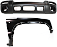 2002 Jeep Liberty - 2-Piece Kit Front Primed Bumper Cover, Includes (1) Bumper Cover and (1) Fender