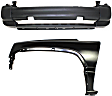 2006 Jeep Liberty Sport - 2-Piece Kit Front Textured Bumper Cover,  For Models With Wheel Opening Molding Holes, Sport Utility,  Includes (1) Bumper Cover and (1) Fender