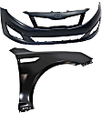2014-2015 Kia Optima - 2-Piece Kit Front Primed Bumper Cover, USA Built Vehicle, Except Hybrid, Includes (1) Bumper Cover and (1) Fender