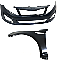 2-Piece Kit Front Primed Bumper Cover, USA Built Vehicle, Except Hybrid, Includes (1) Bumper Cover and (1) Fender