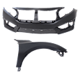 2-Piece Kit, Front Primed Bumper Cover, Except Hatchback and Si Model, Includes (1) Bumper Cover and (1) Fender