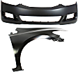 2011 Honda Civic - 2-Piece Kit Front Primed Bumper Cover, Coupe, CAPA Certified Includes (1) Bumper Cover and (1) Fender