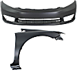 2-Piece Kit, Front Primed Bumper Cover, Sedan, CAPA Certified, Includes (1) Bumper Cover and (1) Fender