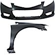 2-Piece Kit, Front Primed Bumper Cover, CAPA Certified, Includes (1) Bumper Cover and (1) Fender