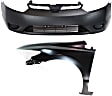 2008 Honda Civic - 2-Piece Kit Front Primed Bumper Cover, Coupe, Includes (1) Bumper Cover and (1) Fender