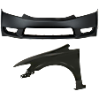 2-Piece Kit, Front Primed Bumper Cover, Sedan, Includes (1) Bumper Cover and (1) Fender