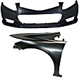 2-Piece Kit, Front Primed Bumper Cover, 2012-2015 Sedan / 2012-2013 Coupe, Includes (1) Bumper Cover and (1) Fender