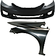 2-Piece Kit Front Primed Bumper Cover, 2012-2015 Sedan / 2012-2013 Coupe, Includes (1) Bumper Cover and (1) Fender