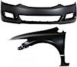 2-Piece Kit, Front Primed Bumper Cover, Coupe, CAPA Certified, Includes (1) Bumper Cover and (1) Fender