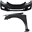2-Piece Kit Front Primed Bumper Cover, 2012-2015 Sedan / 2012-2013 Coupe, Includes (1) Bumper Cover and (1) Fender, CAPA Certified