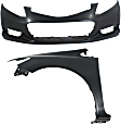 2-Piece Kit, Front Primed Bumper Cover, 2012-2015 Sedan / 2012-2013 Coupe, CAPA Certified, Includes (1) Bumper Cover and (1) Fender