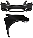 2-Piece Kit, Front Primed Bumper Cover, Includes (1) Bumper Cover and (1) Fender