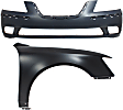 2-Piece Kit, Front Primed Bumper Cover, CAPA Certified, Includes (1) Bumper Cover and (1) Fender