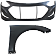 2011-2015 Hyundai Sonata - 2-Piece Kit, Front Primed Bumper Cover, CAPA Certified, Includes (1) Bumper Cover and (1) Fender