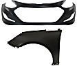 2011-2015 Hyundai Sonata - 2-Piece Kit, Front Primed Bumper Cover, Includes (1) Bumper Cover and (1) Fender