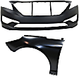 2-Piece Kit, Front Primed Bumper Cover, Includes (1) Bumper Cover and (1) Fender