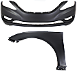 2012 Hyundai Sonata - 2-Piece Kit Front Primed Bumper Cover, CAPA Certified  Includes (1) Bumper Cover and (1) Fender