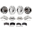 4-Wheel Set Front and Rear Brake Kit With Calipers, Plain Surface 8 Lugs Front-324.61 mm/Rear-344.93 mm Front-Ceramic/Rear-Semi-Metallic, Includes (4) Caliper, (4) Disc and (2) Pad Set