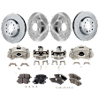 4-Wheel Set Front and Rear Brake Kit With Calipers, Plain Surface, 5 Lugs, Ceramic FWD