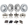 4-Wheel Set Front and Rear Brake Kit With Calipers, Plain Surface, 5 Lugs, Ceramic FWD