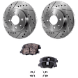 2-Wheel Set Front Brake Disc and Pad Kit, Cross-drilled and Slotted 4 Lugs 261.87 mm Ceramic Pro-Line Series, Includes (2) Brake Disc and (1) Brake Pad Set