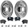 2-Wheel Set Rear Brake Disc and Pad Kit, Plain Surface 5 Lugs 329.95 mm Organic Pro-Line Series, Includes (1) Brake Pad Set and (2) Brake Disc