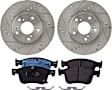 2-Wheel Set Front Brake Disc and Pad Kit, Cross-drilled and Slotted 281.94 mm Ceramic Pro-Line Series, Includes (1) Brake Pad Set and (2) Brake Disc