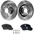 2-Wheel Set Front Brake Disc and Pad Kit, Plain Surface 5 Lugs 295.91 mm Ceramic Pro-Line Series, Includes (1) Brake Pad Set and (2) Brake Disc