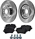 2-Wheel Set Rear Brake Disc and Pad Kit, Plain Surface 5 Lugs 329.95 mm Ceramic Pro-Line Series, Includes (2) Brake Disc and (1) Brake Pad Set
