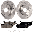 2-Wheel Set Rear Brake Disc and Pad Kit, Cross-drilled and Slotted 5 Lugs 230.6 mm Ceramic Pro-Line Series, Includes (1) Brake Pad Set and (2) Brake Disc