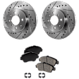 2-Wheel Set Front Brake Disc and Pad Kit, Cross-drilled and Slotted 4 Lugs 261.87 mm Ceramic Pro-Line Series, Includes (2) Brake Disc and (1) Brake Pad Set