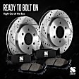 2015 Kia Forte - 4-Piece Kit Rear Brake Disc and Pad Kit, Cross-drilled and Slotted, Organic, 1.8L 4Cyl, Pro-Line Series  Includes (2) Brake Disc and (1) Brake Pad Set