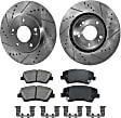 2014-2016 Kia Forte5 - 2-Wheel Set Front Brake Disc and Pad Kit, Cross-drilled and Slotted 280 mm Ceramic Pro-Line Series, Includes (1) Brake Pad Set and (2) Brake Disc