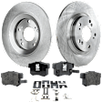 2-Wheel Set Rear Brake Disc and Pad Kit, Plain Surface 5 Lugs 281.69 mm Ceramic Pro-Line Series, Includes (2) Brake Disc and (1) Brake Pad Set