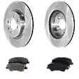 2-Wheel Set Front Brake Disc and Pad Kit, Plain Surface 4 Lugs 279.91 mm Ceramic Pro-Line Series, Includes (1) Brake Pad Set and (2) Brake Disc