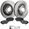 2008 Mazda RX-8 Touring - 4-Piece Kit Front Brake Disc and Pad Kit, Plain Surface, 5 Lugs, 323.09 mm, Ceramic, Sport Suspension, 1.3L 2Cyl, Pro-Line Series  Includes (2) Brake Disc and (1) Brake Pad Set